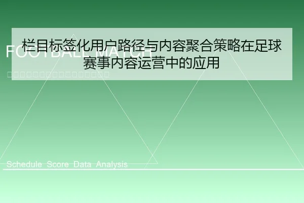 栏目标签化用户路径与内容聚合策略在足球赛事内容运营中的应用